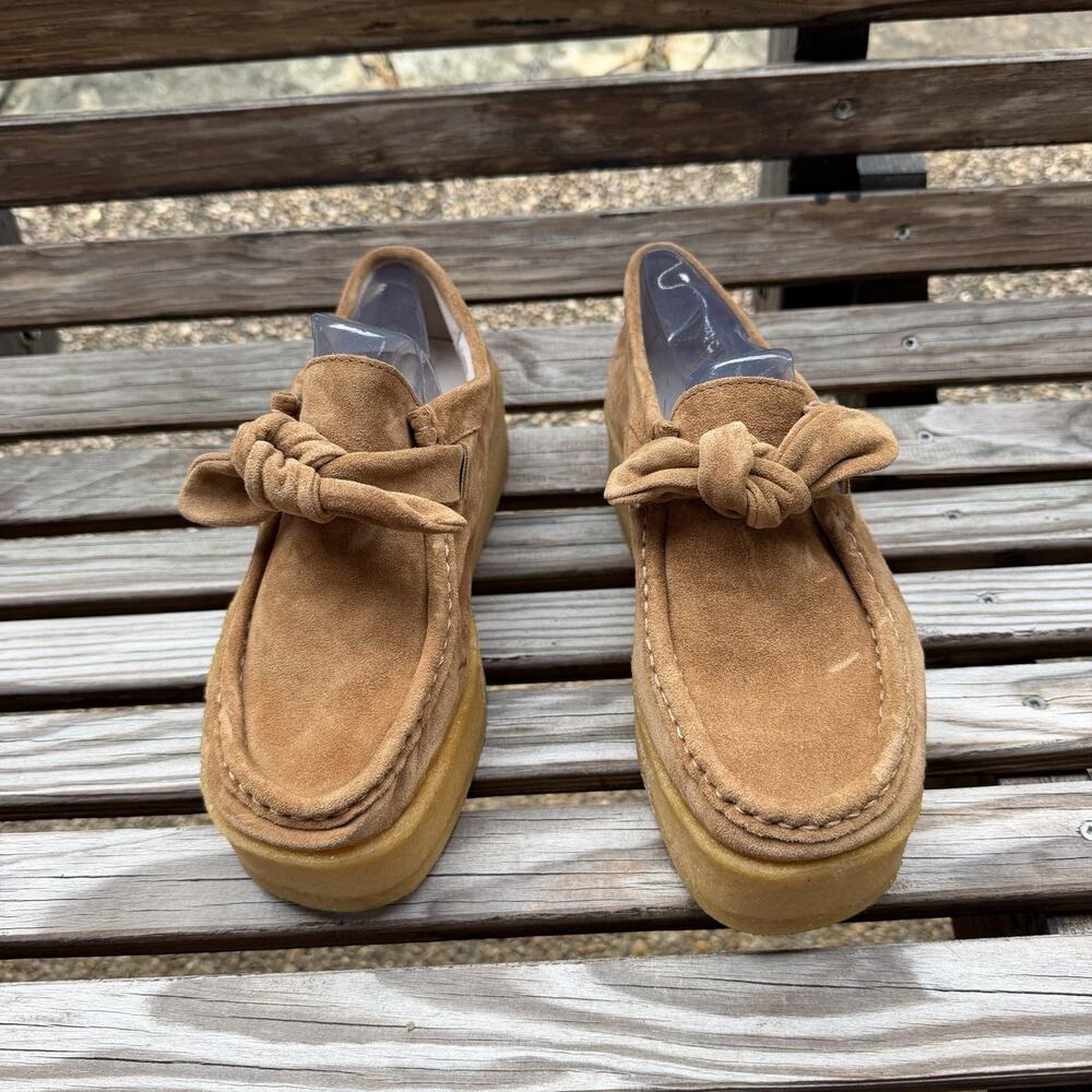 Loeffler Randall Women’s Brown Suede Bow Closed Toe Flat Shoes 7.5